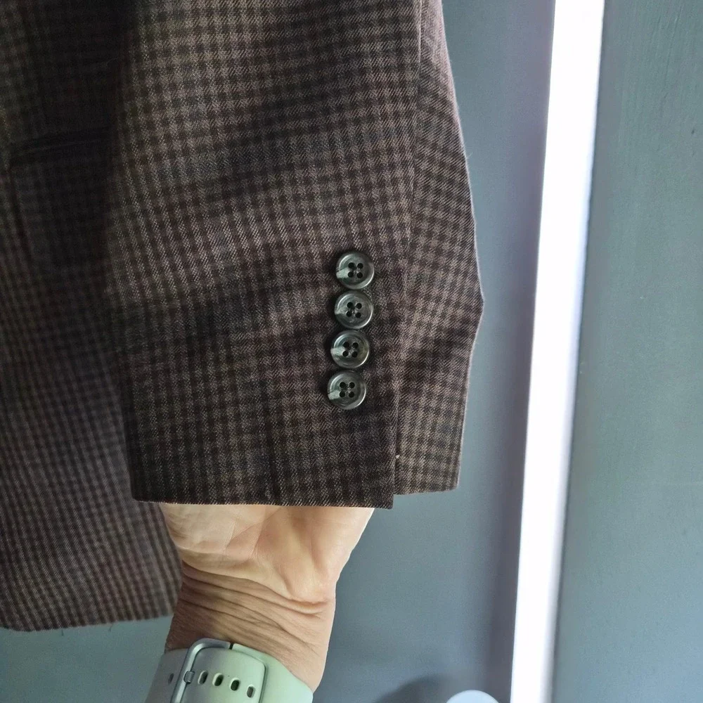 Jos. A. Bank Signature Collection Brown Houndstooth Silk Wool Blazer 42S Mens